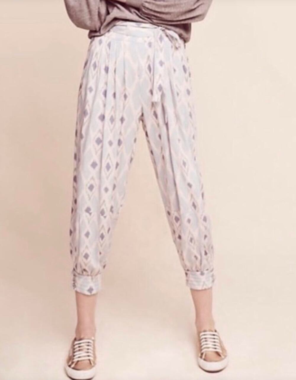 Anthropologie Hei Hei 4 Light Pink Blue Harem Pants Boho Lounge Chic